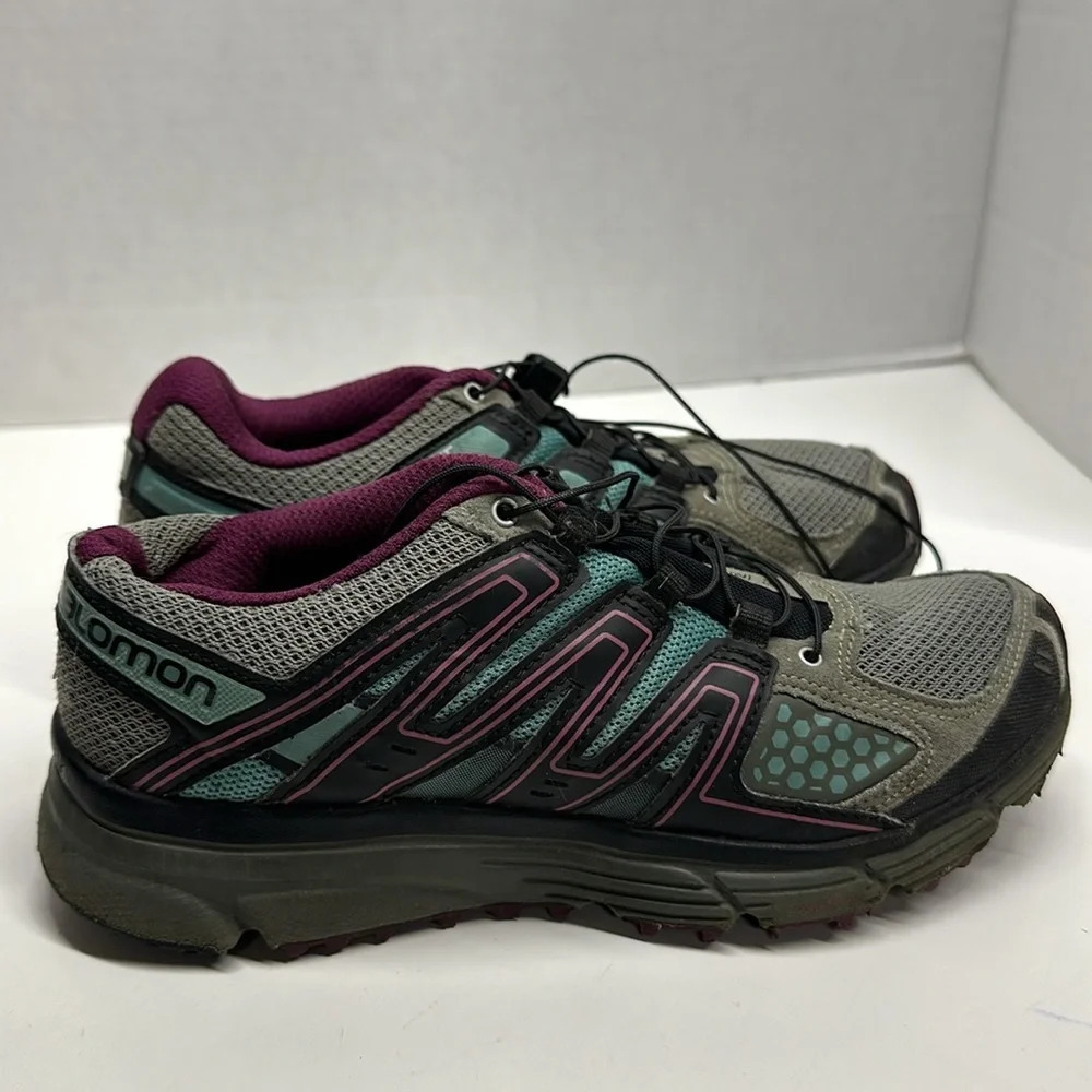 Salomon Sneakers X-Mission 3 Athletic Running Shoes Purple Gray Women's Size 6.5